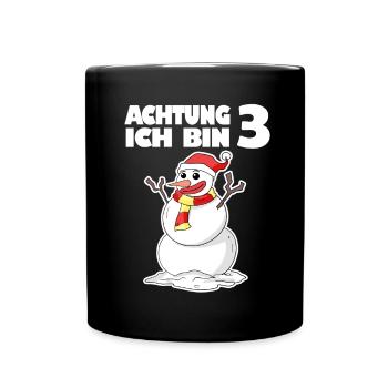 3.Geburtstag Schneemann 3 Jahre Geschenk - Tasse einfarbig - Schwarz - Vorne
