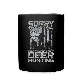 Buck Deer Hunting Hunter Vintage - Tasse einfarbig - Schwarz - Vorne
