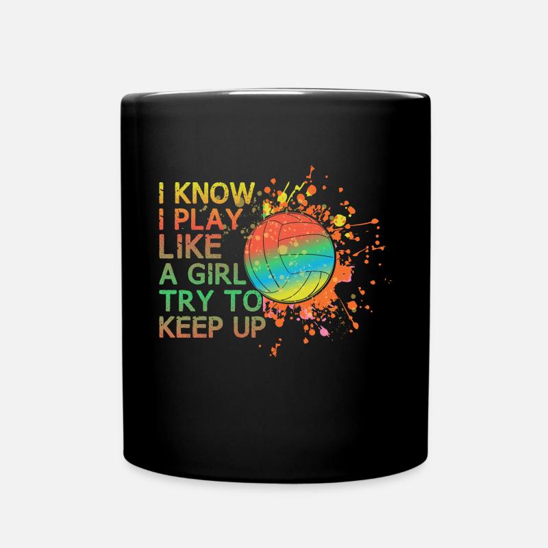 Volley-ball Je sais que je joue comme une fille, - Mug uni - noir