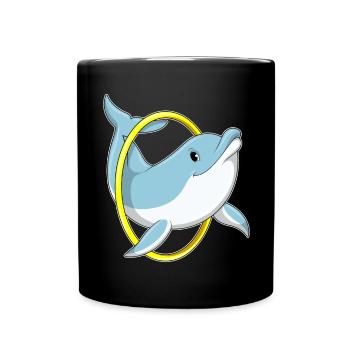Dolphin with ring - Full Colour Mug - black - Front