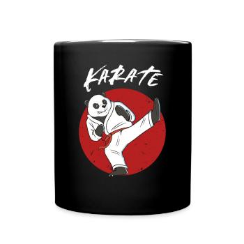 Karate Panda - Jungen und Mädchen Karate Panda - Tasse einfarbig - Schwarz - Vorne