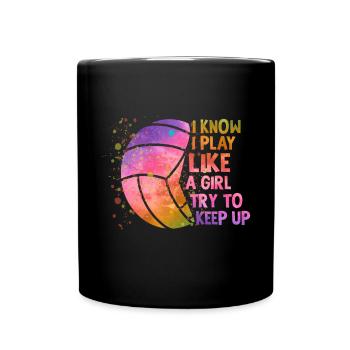 Je sais que je joue comme une fille colorée - Mug uni - noir - Devant