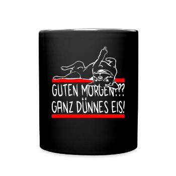 Hund Bulldogge Morgenmuffel - DÜNNES EIS - Hund - Tasse einfarbig - Schwarz - Vorne