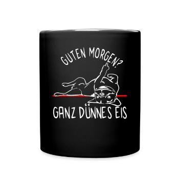 Hund Bulldogge Morgenmuffel - DÜNNES EIS - Hund - Tasse einfarbig - Schwarz - Vorne
