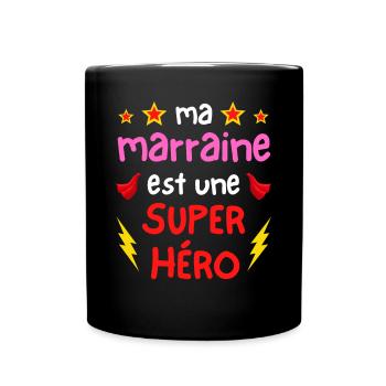 Ma marraine est une super héro - cape et éclairs - Mug uni - noir - Devant
