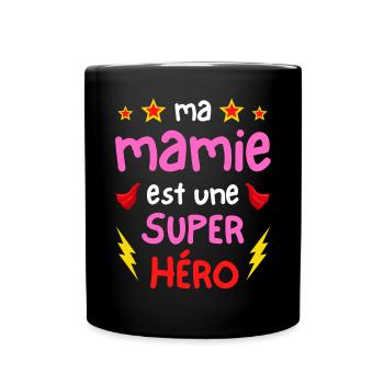 Ma mamie est une super héro - cape et éclairs - Mug uni - noir - Devant