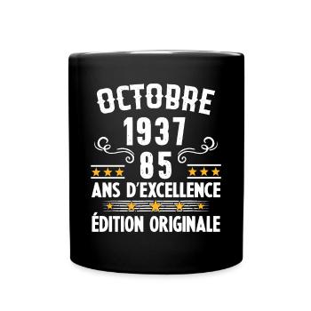 85 Ans Anniversaire Vintage Né(e) en Octobre 1937 - Mug uni - noir - Devant