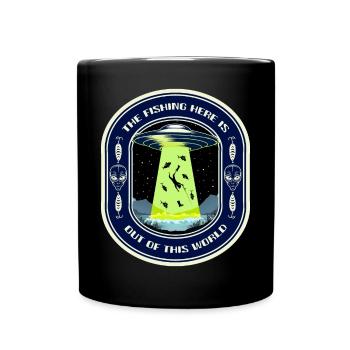 The Fishing Here Is Out Of This World UFO Fishing - Full Colour Mug - black - Front