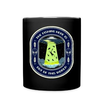 The Fishing Here Is Out Of This World UFO Fishing - Full Colour Mug - black - Front