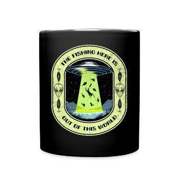 The Fishing Here Is Out Of This World UFO Fishing - Full Colour Mug - black - Front