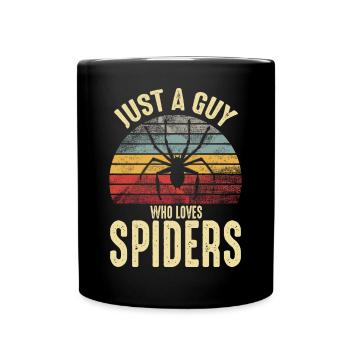 Nur ein Typ, der Spinnen liebt Retro Vintage Spider - Tasse einfarbig - Schwarz - Vorne