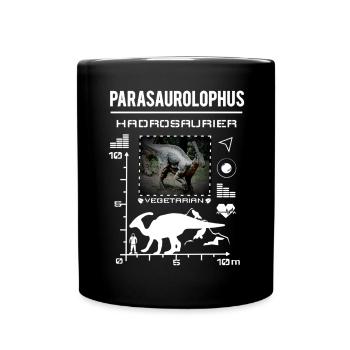 Parasaurolophus Dinosaur Type Data - Full Colour Mug - black - Front