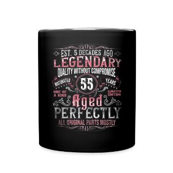 Vintage 55 Aged Perfectly Women on 55th Birthday - Full Colour Mug - black - Front