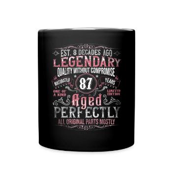 Vintage 87 Aged Perfectly Women on 87th Birthday - Full Colour Mug - black - Front