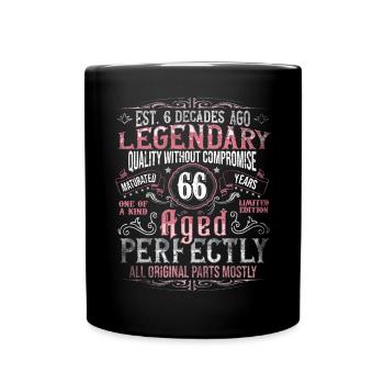 Vintage 66 Aged Perfectly Women on 66th Birthday - Full Colour Mug - black - Front