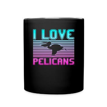 I love pelicans - Tasse einfarbig - Schwarz - Vorne