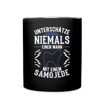 Samojede Mann Schlittenhund Samojeden - Tasse einfarbig - Schwarz - Vorne