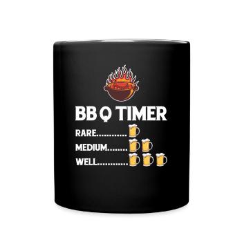 BBQ Timer Barbecue Beer Steak Grill Funny Grilling - Full Colour Mug - black - Front