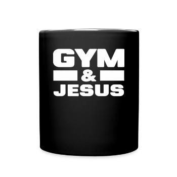 Gym and Jesus Christian Workout Sport Jesus - Tasse einfarbig - Schwarz - Vorne