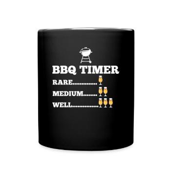 BBQ Timer Barbecue Beer Steak Grill Funny Grilling - Full Colour Mug - black - Front