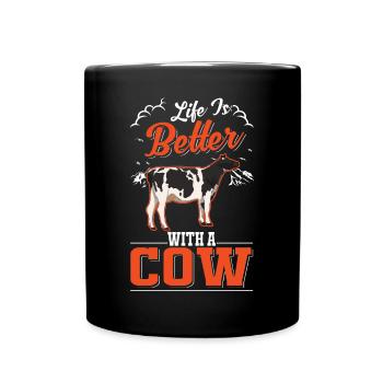 Life is better with a Cow Cattle Breeder Cows Cow - Full Colour Mug - black - Front