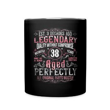 Vintage 38 Aged Perfectly Women on 38th Birthday - Full Colour Mug - black - Front