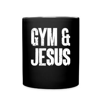 Gym and Jesus Christian Workout Sport Jesus - Tasse einfarbig - Schwarz - Vorne