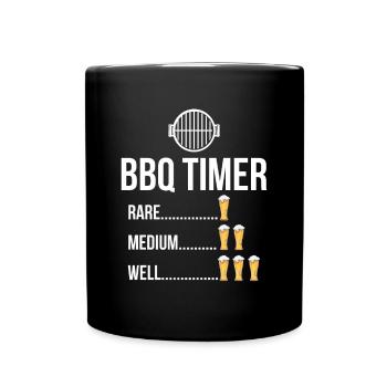 BBQ Timer Barbecue Beer Steak Grill Funny Grilling - Full Colour Mug - black - Front