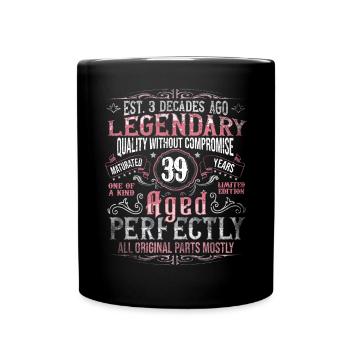 Vintage 39 Aged Perfectly Women on 39th Birthday - Full Colour Mug - black - Front