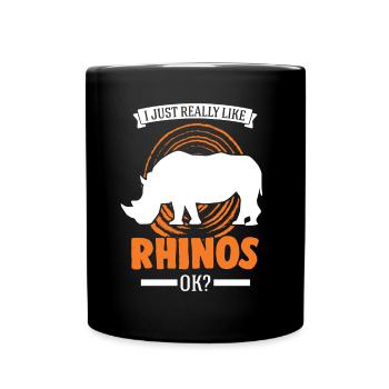 I just really like Rhinos Rhinozeros Nashorn - Tasse einfarbig - Schwarz - Vorne