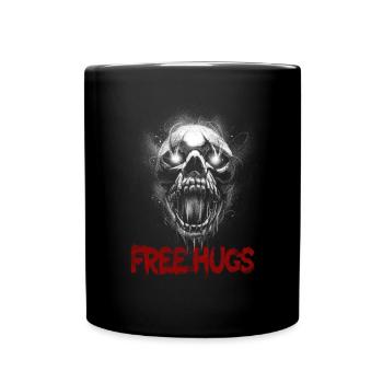 Free Hug's Skull -Bloody Font Halloween - Full Colour Mug - black - Front