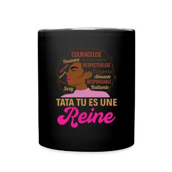 Cadeau tata femme afro reine africaine - Mug uni - noir - Devant