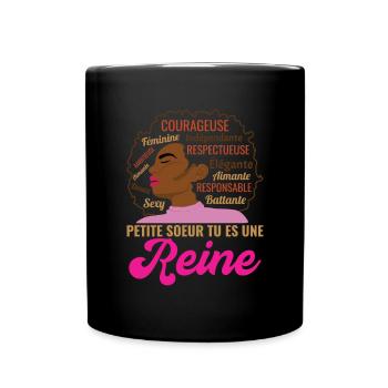 Cadeau petite soeur femme afro reine africaine - Mug uni - noir - Devant