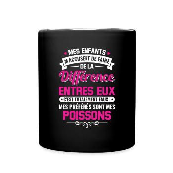 humour fête des mères maman propriétaire poissons - Mug uni - noir - Devant