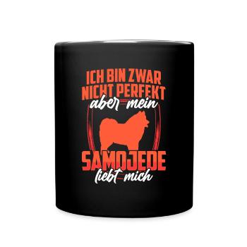 Samojede liebt mich Samojedenspitz Samojede - Tasse einfarbig - Schwarz - Vorne