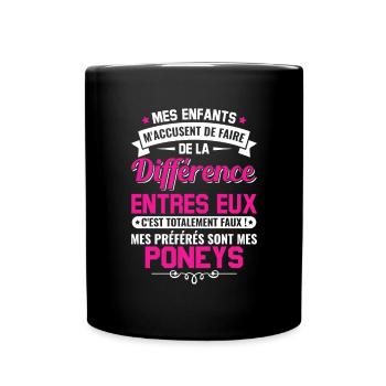humour fête des mères maman propriétaire poneys - Mug uni - noir - Devant