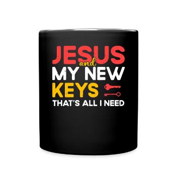 Jesus Und Meine Neuen Schlüssel Ist Alles Was Ich - Tasse einfarbig - Schwarz - Vorne