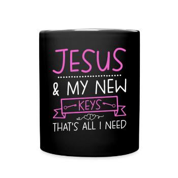 Jesus and My New Keys is All I Do - Full Colour Mug - black - Front