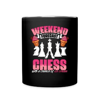 Wochenendprognose Lustiges Schachspiel Humor für - Tasse einfarbig - Schwarz - Vorne