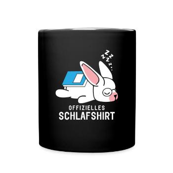 Offizielles Schlafshirt Schlafanzug Hase mit Buch - Tasse einfarbig - Schwarz - Vorne