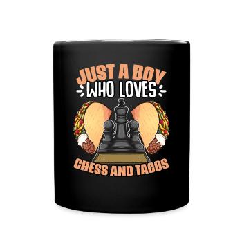 Just a boy who played funny chessboard games for - Full Colour Mug - black - Front