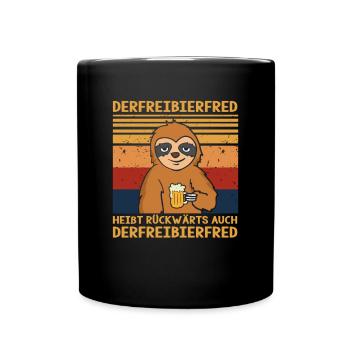 Freibier Fred Heißt Rückwärts Auch Freibier Fred - Tasse einfarbig - Schwarz - Vorne