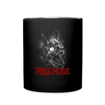 Free Hug's Skull -Bloody Font Halloween - Full Colour Mug - black - Front