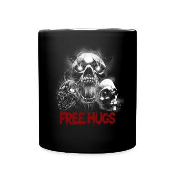Free Hug's Skull -Bloody Font Halloween - Full Colour Mug - black - Front