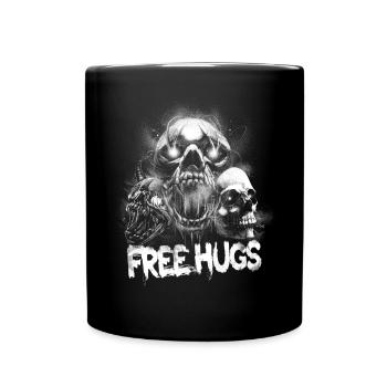 Free Hug's Skull -Bloody Font Halloween - Full Colour Mug - black - Front