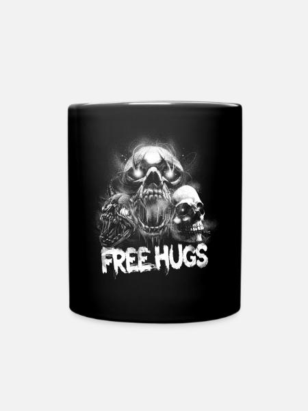 Free Hugs Totenkopf -blutigen Schriftart Halloween - Tasse einfarbig - Schwarz