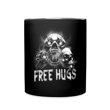 Free Hug's Skull -Bloody Font Halloween - Full Colour Mug - black - Front