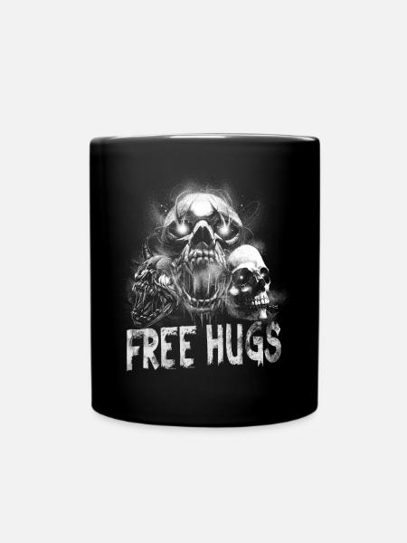 Free Hugs Totenkopf -blutigen Schriftart Halloween - Tasse einfarbig - Schwarz