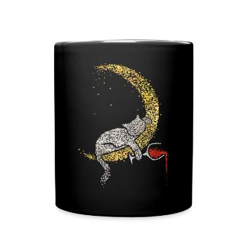 Wein Vino Weintrinker Katzenbesitzer Katze Katzen - Tasse einfarbig - Schwarz - Vorne