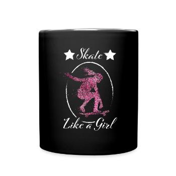 Skate like a girl Skaterin Skateboarderin Skaten - Tasse einfarbig - Schwarz - Vorne